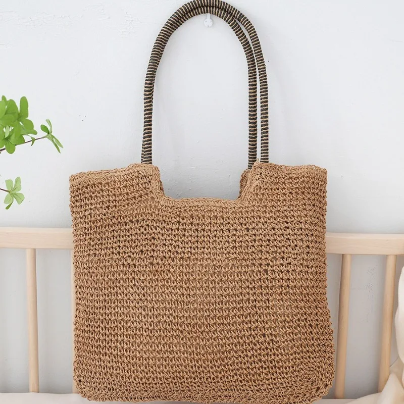 Korean Chic Casual Weave Handbgas Female Fashion All-match Large Capacity Solid Shoulder Bag Veersatile Commuter Shopping Pouch