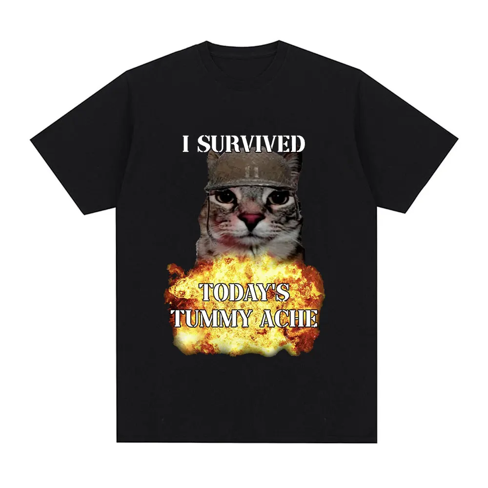 Funny Meme Cat Graphic T Shirt Helmet Kitten Fire Slogan Print Humor Streetwear Short Sleeve Animal Lover Trendy Daily Tops Gift