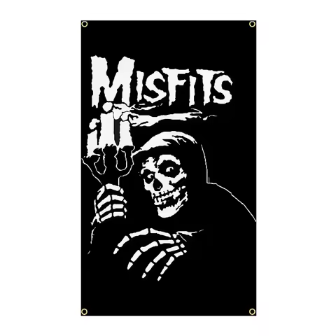 QLflag 3X5Fts Misfits Black Metal Harajuku Funny Print polystyre Streetwear Flag