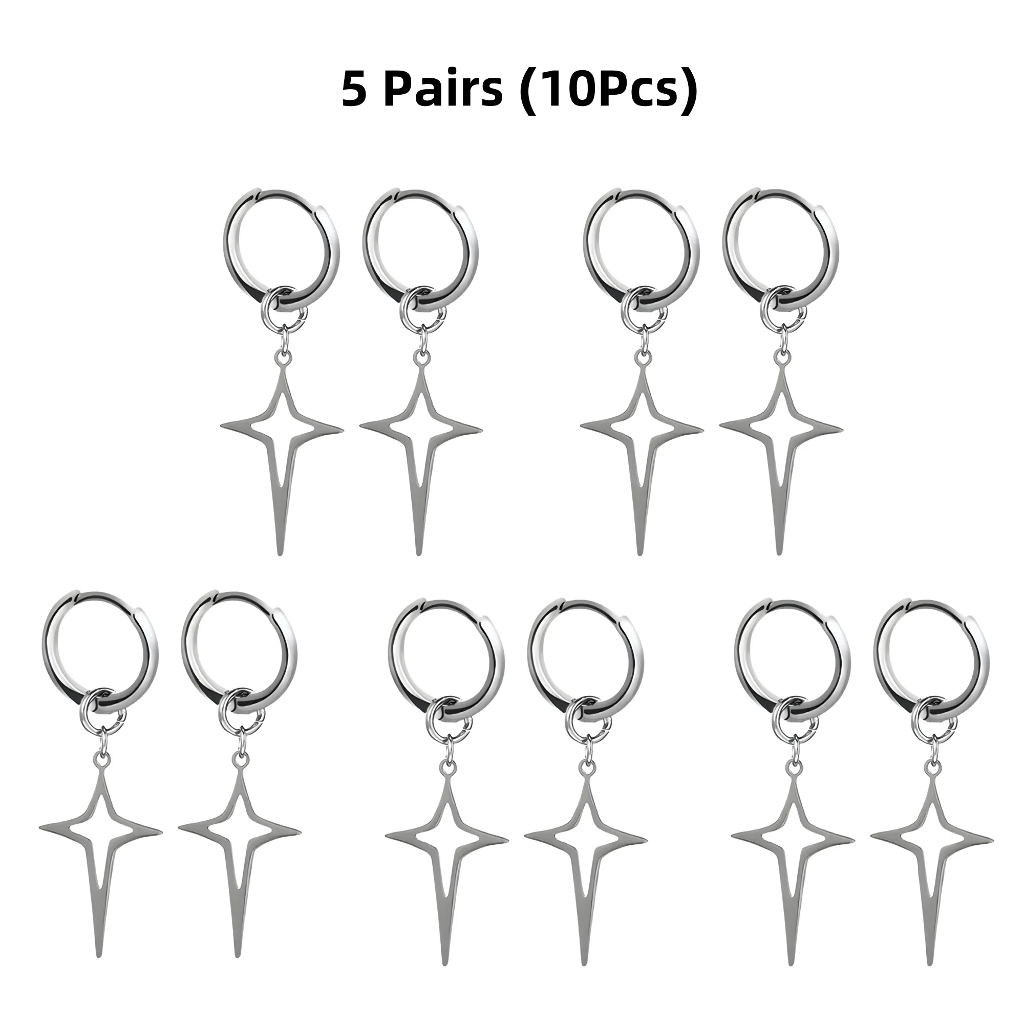 1-10Pairs Stern Unregelmäßige Nette Frau Edelstahl Baumeln Ohrringe für Mann Romantische Y2K Überspannung Schmuck Täglichen party Neue