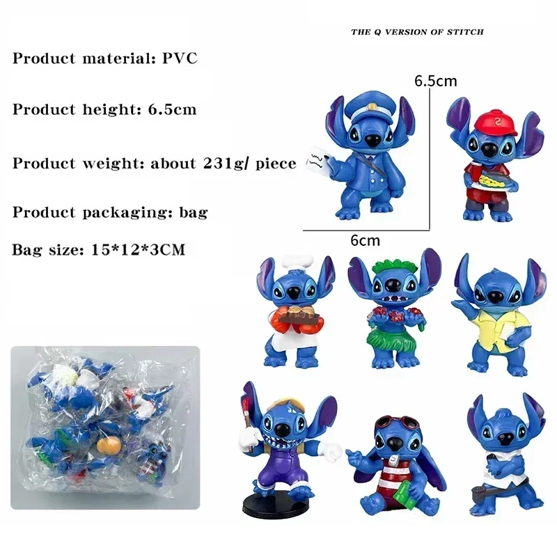 8pcs/Lot Disney Stitch Figure Toys Anime Mini Stitch Action Figurines Dolls Party Supply Home Decoration Kids Fans Birthday Gift