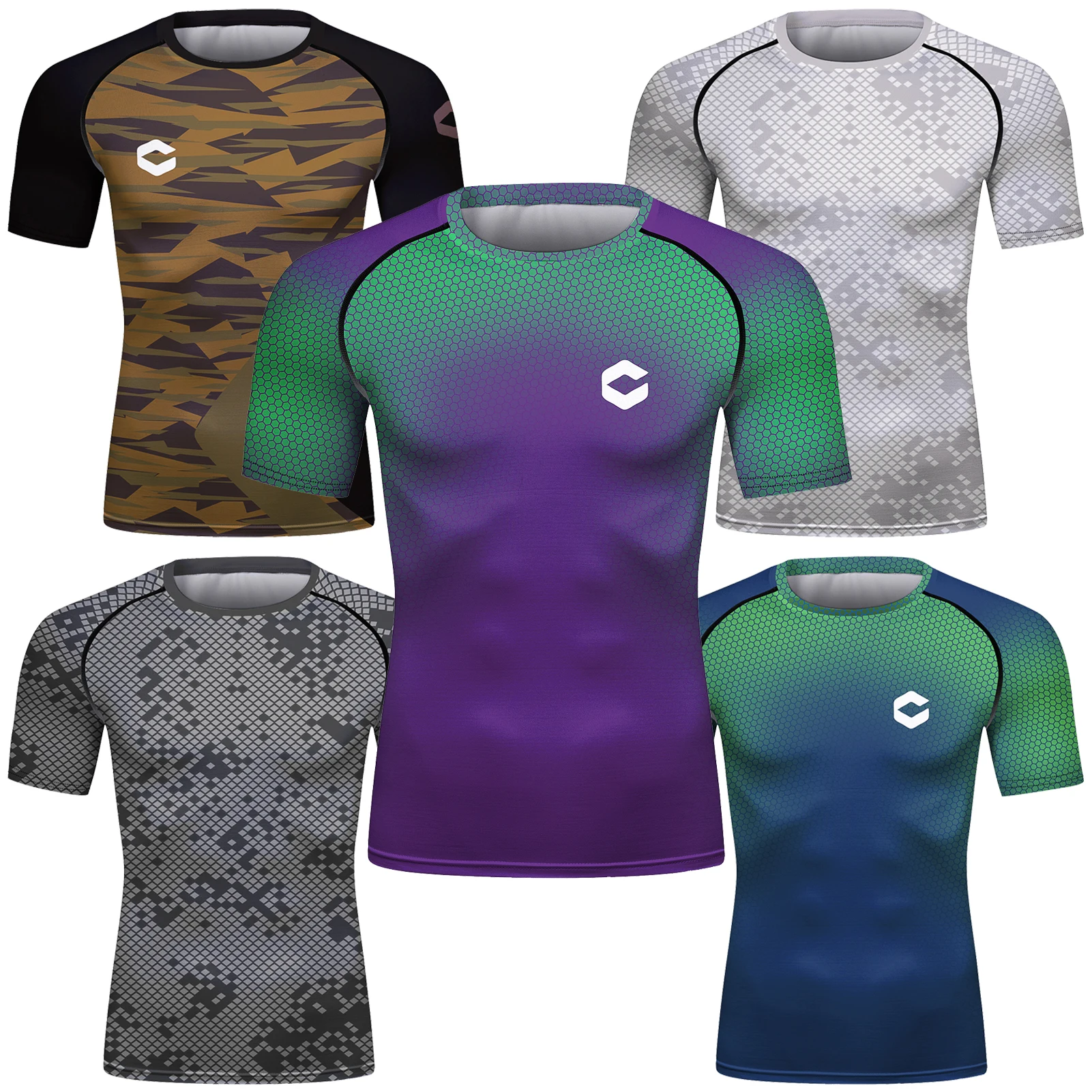 Short Sleeve Mens Rashguard MMA T-shirt Quick-dry Underwear Compression Shirts Rush Guard for Workout Sports Gym Fitness Surfing image 4
