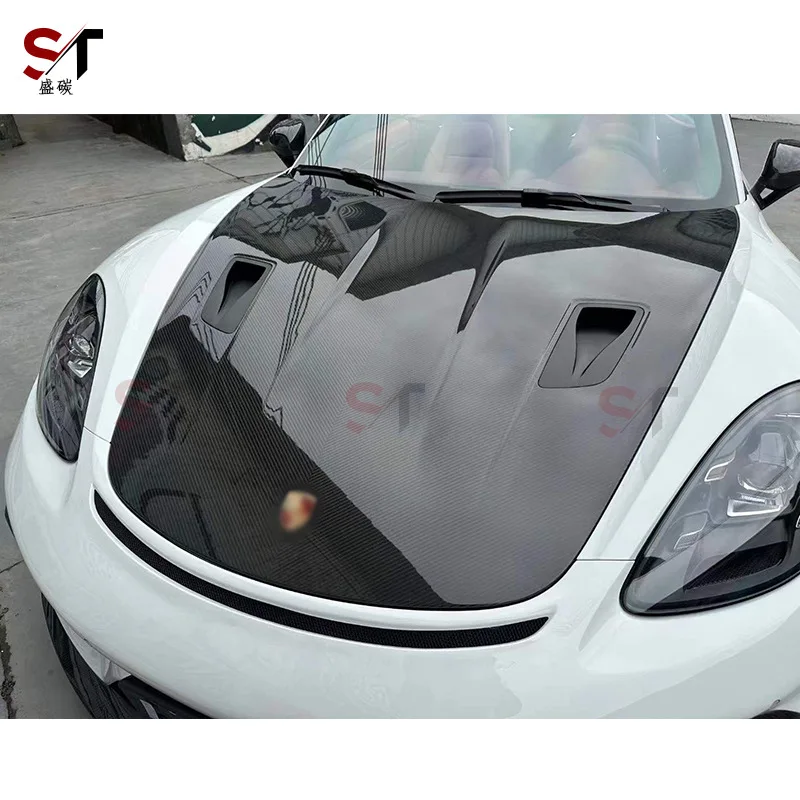 Odpowiedni do Porsche 718 981 Pokrywa z Włókna Węglowego GT4RS Maska Przednia Retrofit Otoczona