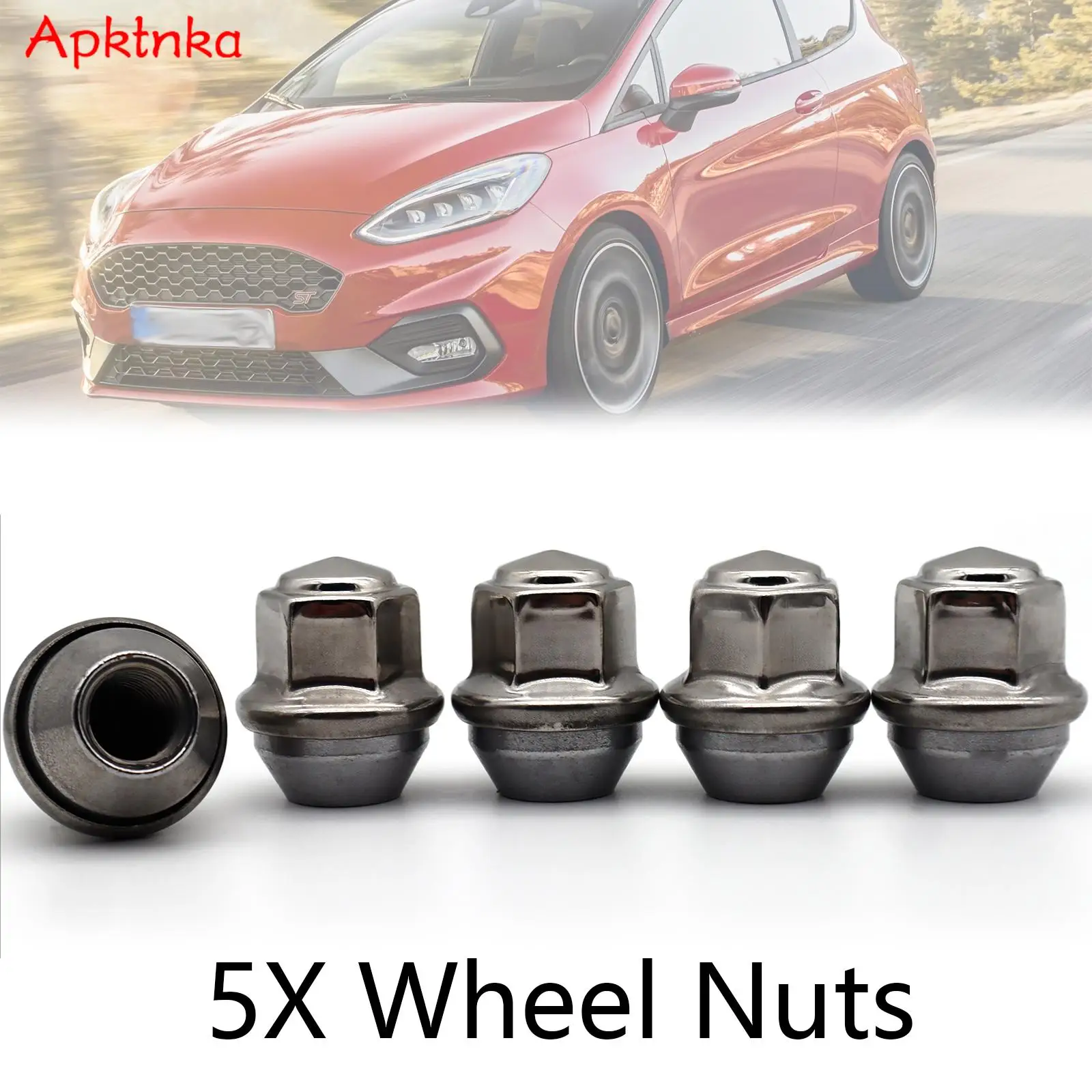 5pcs Car Steel M12X1.5 Wheel Lug Nuts Silver Truck Tire Parts 2434886 ACPZ-1012-H For Ford B-Max C-Max II Ecosport Fiesta Focus