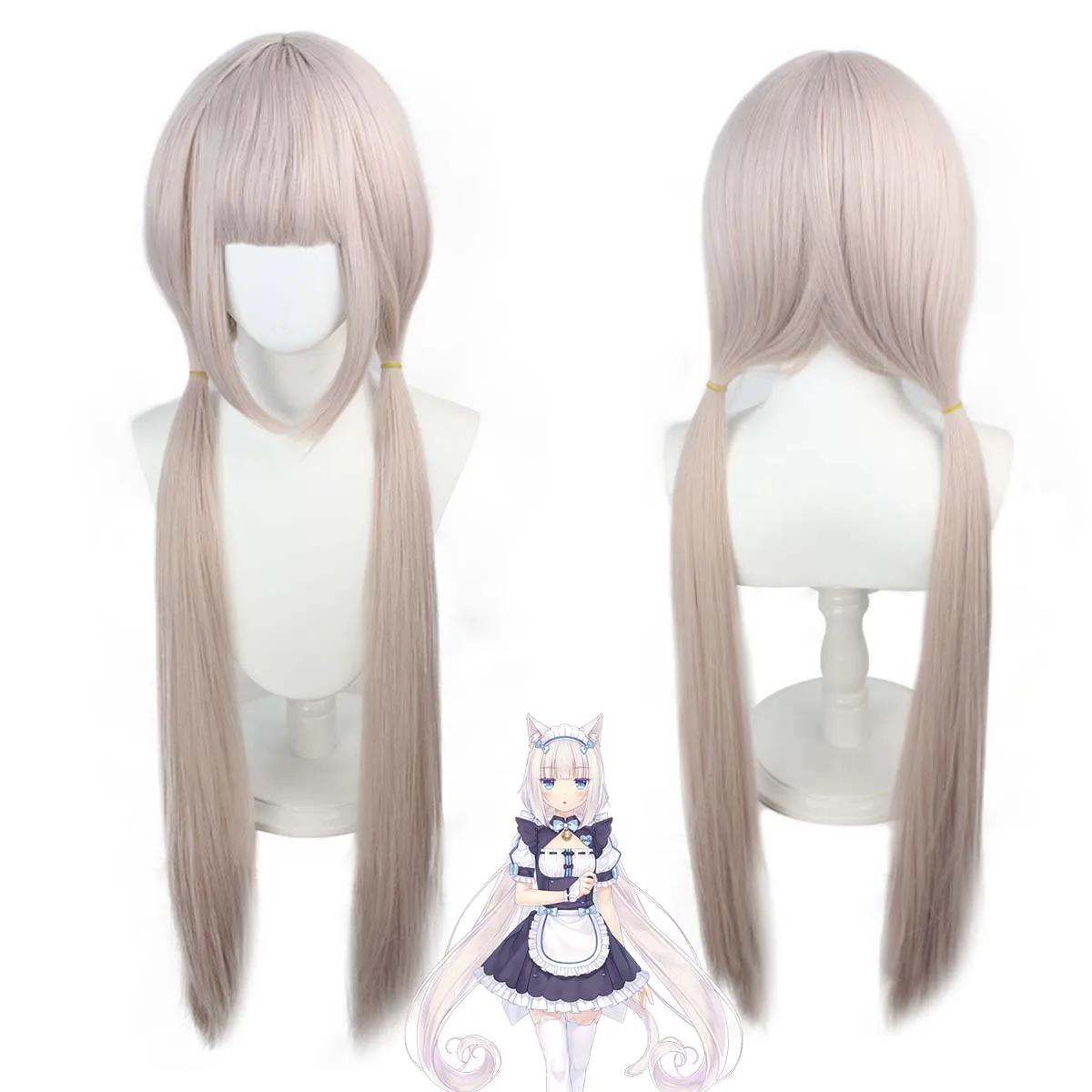 Damen Halloween Japanisches Anime-Spiel Nekopa Chocola Vanilla Cosplay Perücke