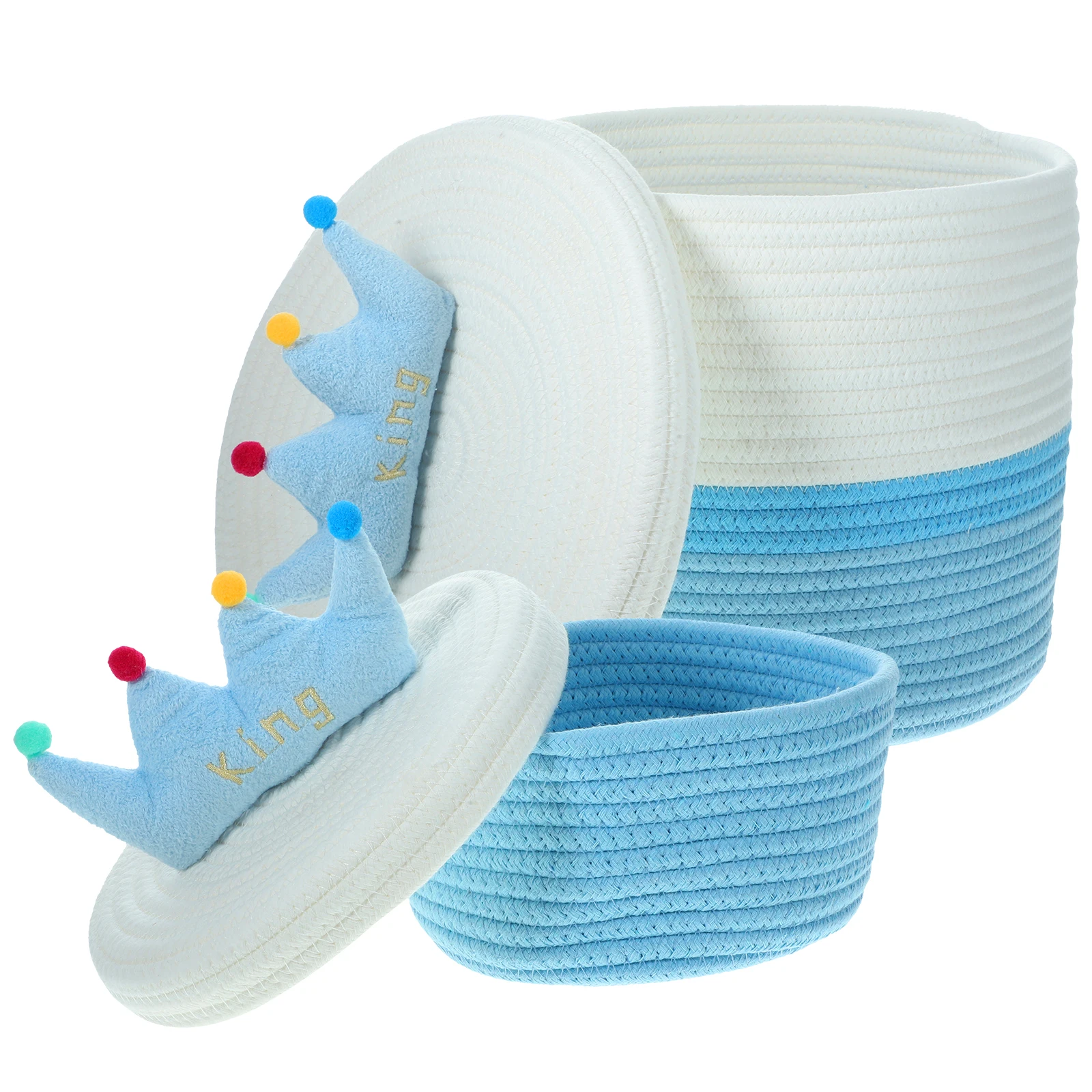 

2 Pcs Storage Basket Organizer Cloth Woven Baskets Box for Small Cotton Rope Hand