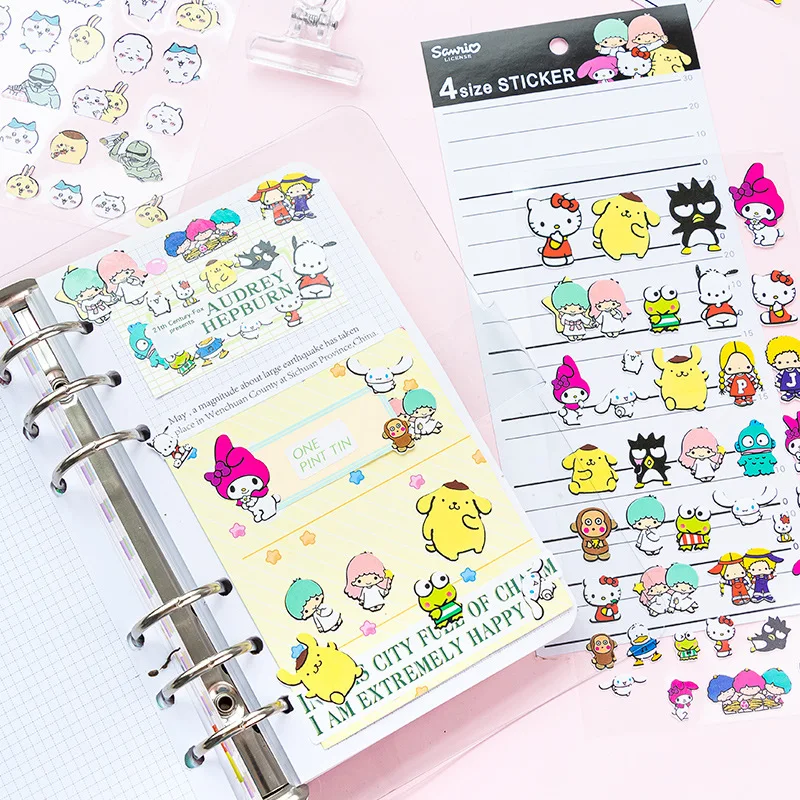 13Sheet Kawaii Sanrio Stickers Hello Kitty Kuromi My Melody Cinnamoroll Decals Anime Hand Acount DIY Stationery Sticker Kids