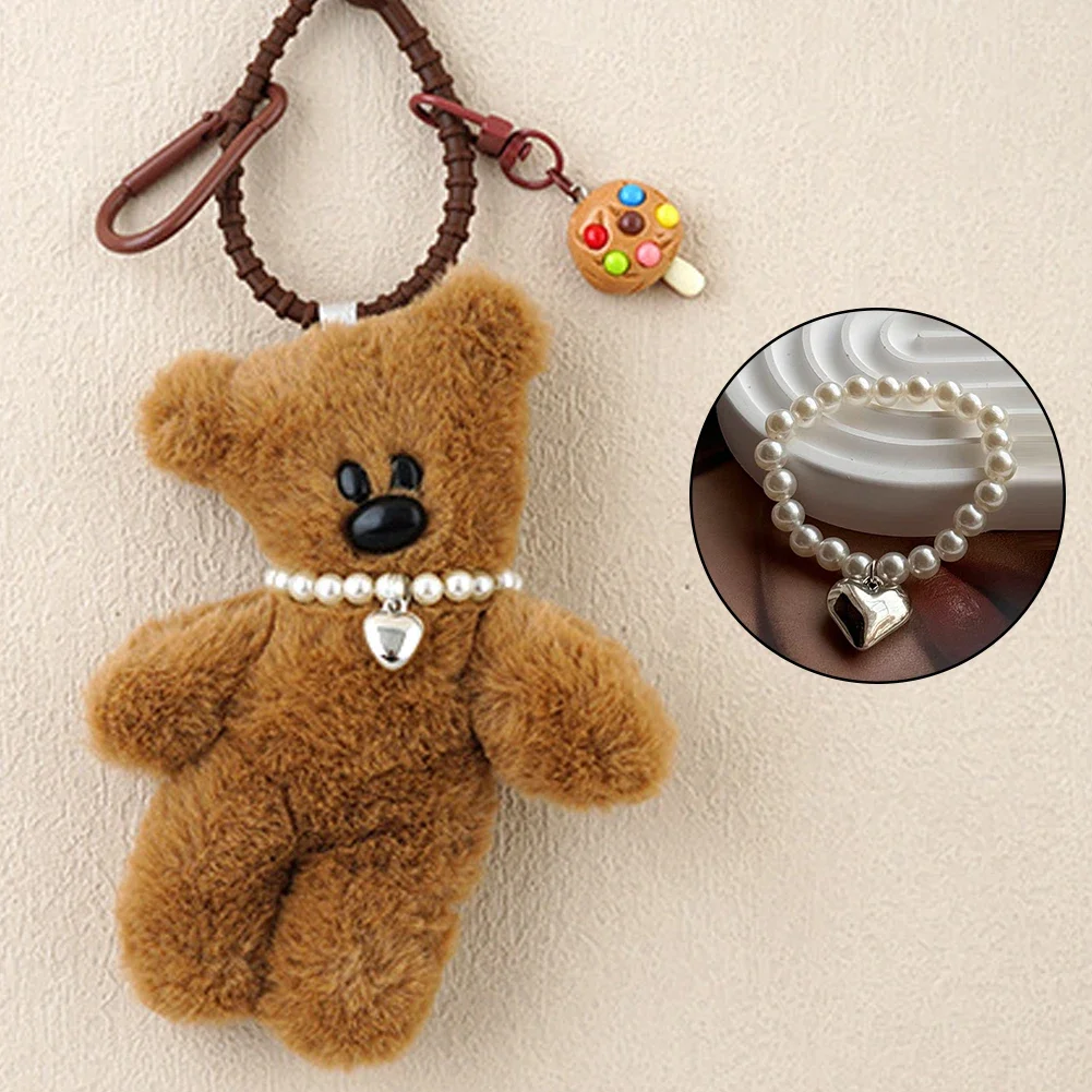 Handwerk Hundespielzeug Herz Halskette Elastisch 3cm Hund Puppe Perlenhalsbänder Silber Niedliche BJD Puppen Mini Perlenkette Puppenzubehör – Detail 4