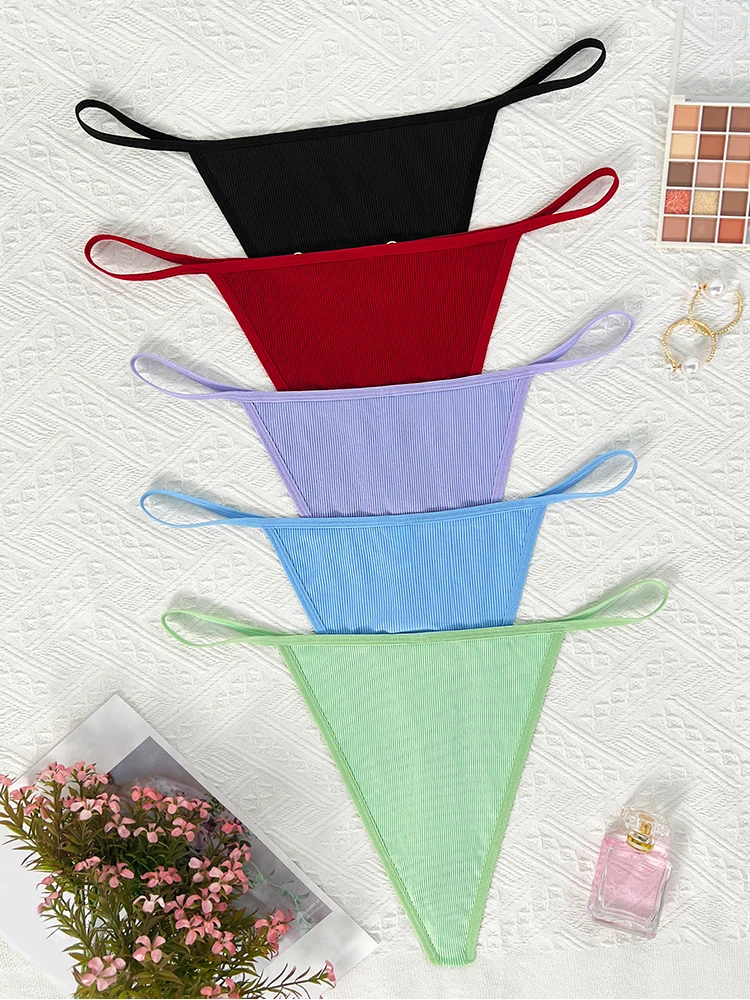 5pcs 1XL-4XL Plus Size Ladies G-string Intimate Lingerie Low Rise Solid Love Design Women Thongs New Fashion Breathable Panties