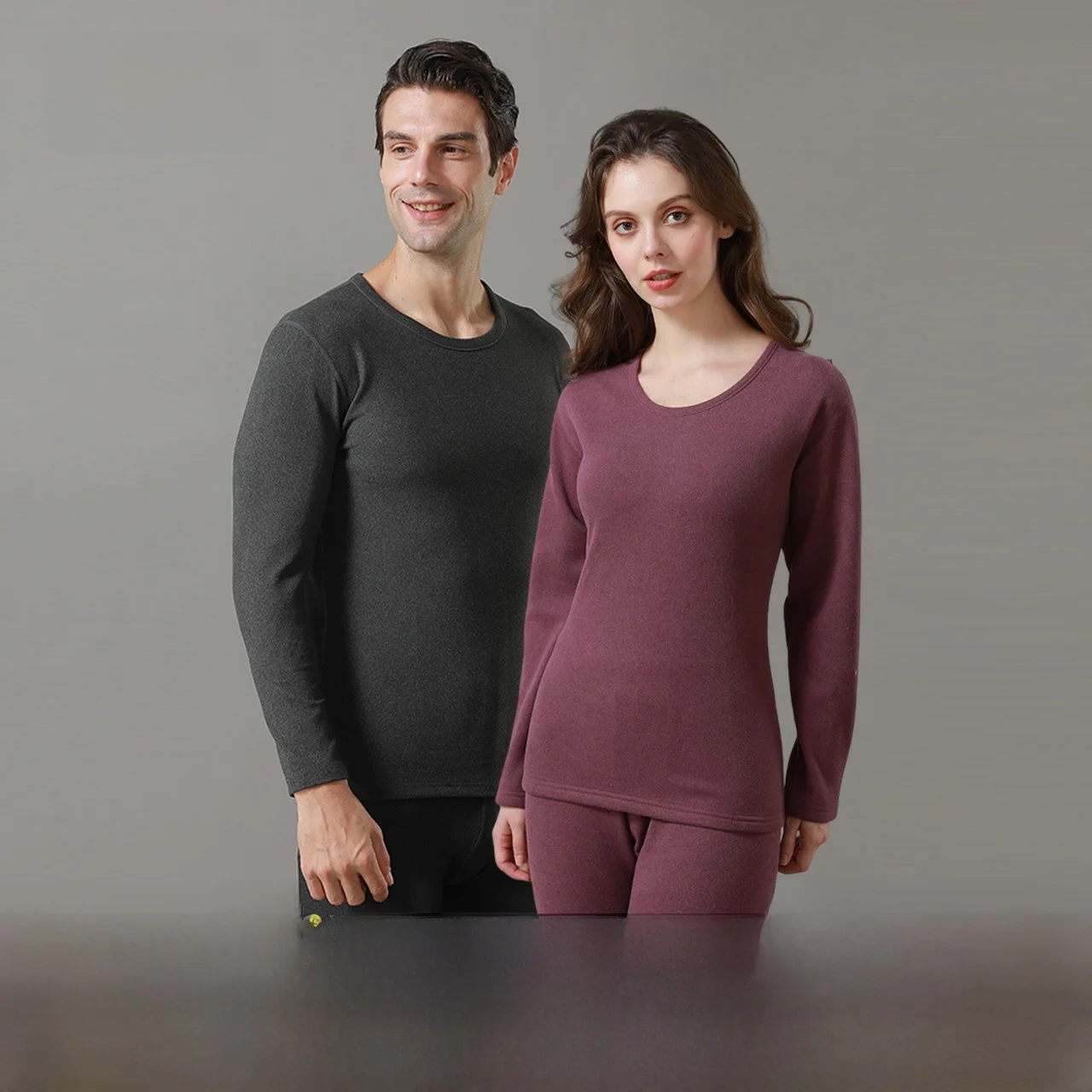 

Snow Flng Winter New Couple Thermal Underwear Set Elastic Comfortable Slim Fit round Ne Thi Warm Home Clothes for Men