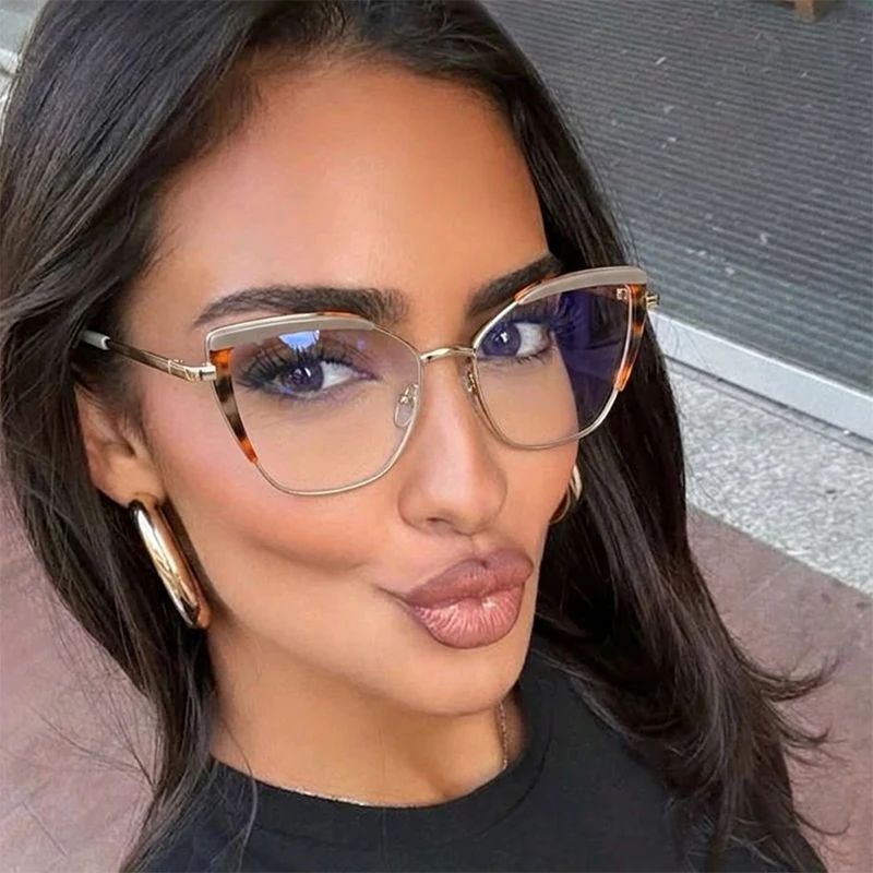 

Cat Eye Change Color Sunglasses Women Vintage Metal Frame 2026 Luxury Design Anti Blue Light Glasses Female Prescription Eyewear