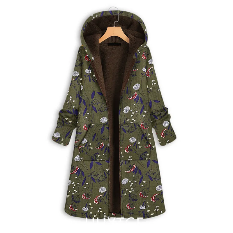 UHYTGF Parker Women Coat Print Mid-Length Autumn Winter Cotton Jacket Female Hooded Casual Warm Ladies 5XL Big Size Outewear 107