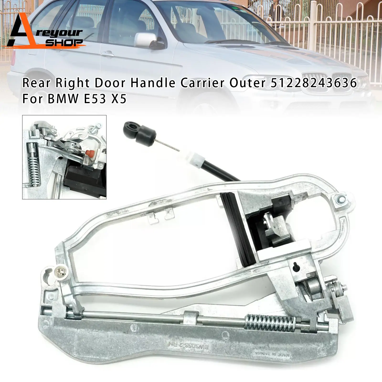 

Rear Right Door Handle Carrier Outer 51228243636 for BMW E53 X5