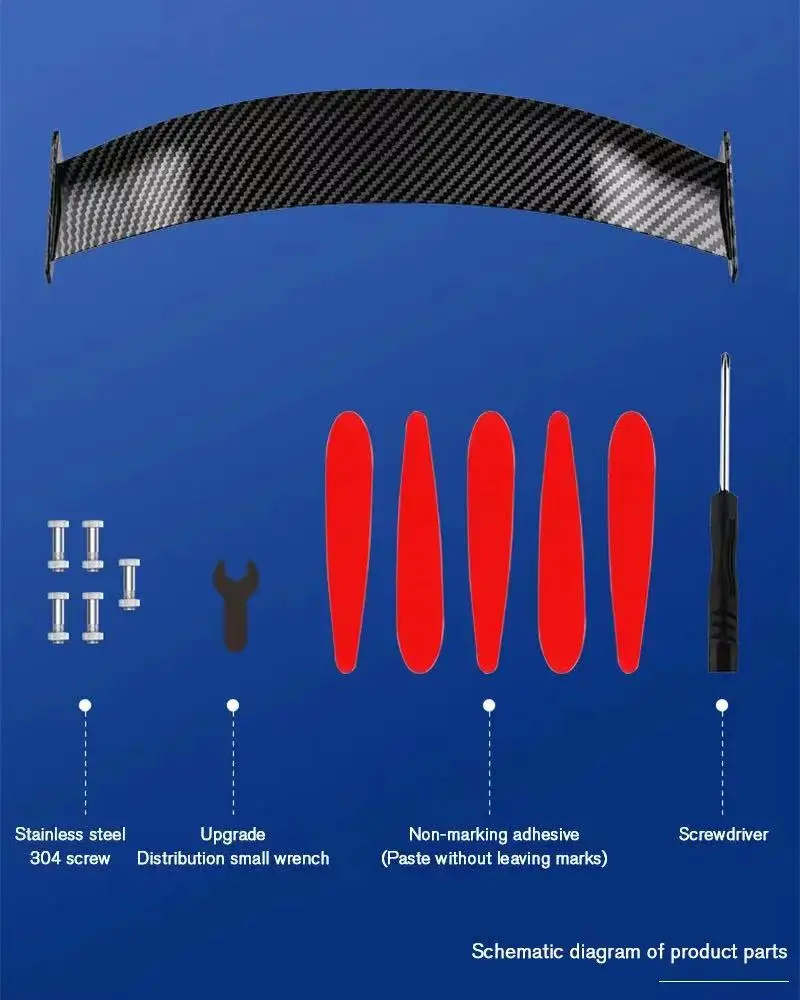 300mm Carbon-Faser Mini Auto Heckspoiler, Universelle Sportliche Heckflügel-Dekoration, Kofferraumlippe Spoiler für Auto-Außenstyling – Detail 7
