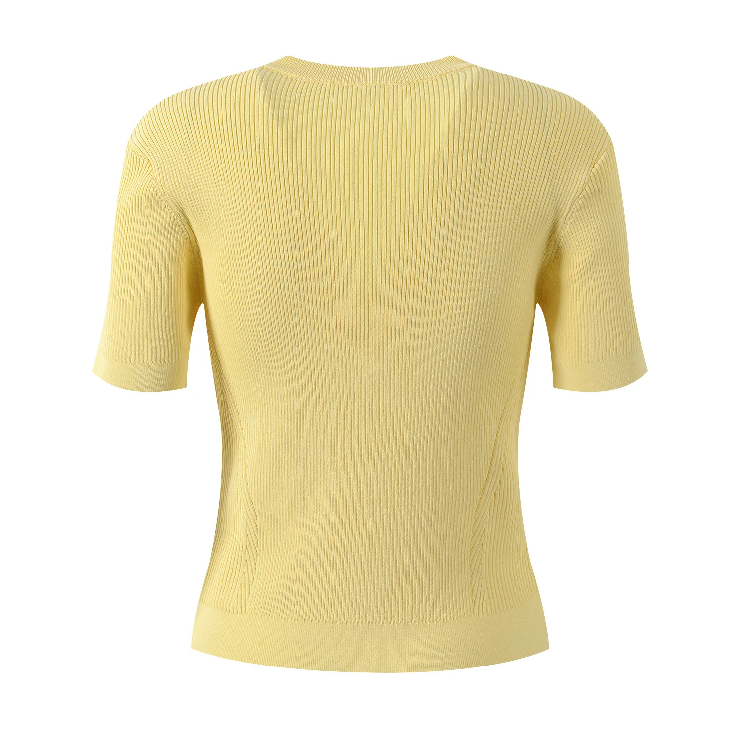 ZJYT New Summer 2024 Knitted Cardigan Sweater Tops for Women V Neck Metal Buttons Slim Fit Knitwears Yellow Jersey Mujer Fashion