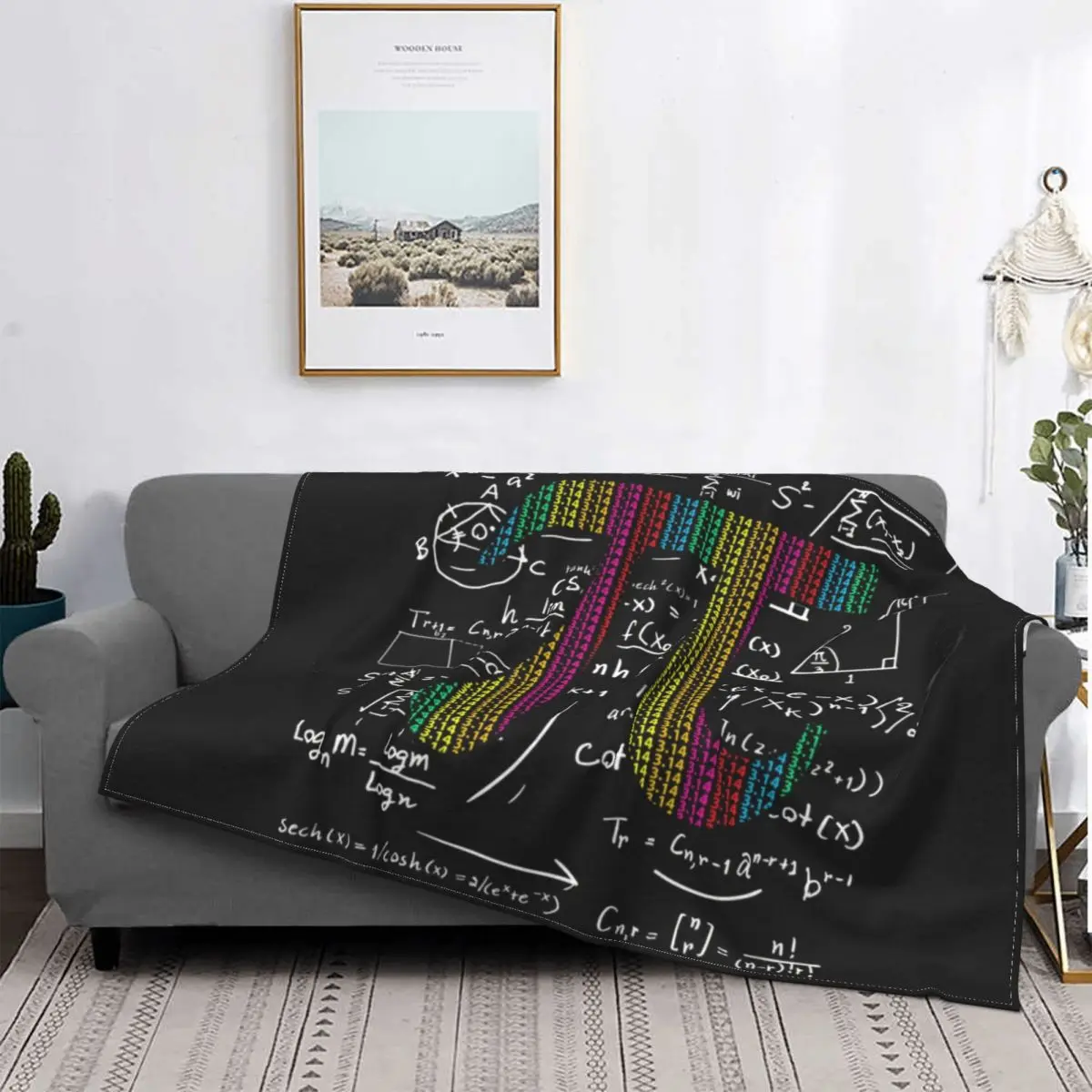 Fleece Pi Day Symbol With Math Equations Throw Blanket Warm Flannel Nerd Geek Science Teacher Blankets for Bed Sofa Bedspreads