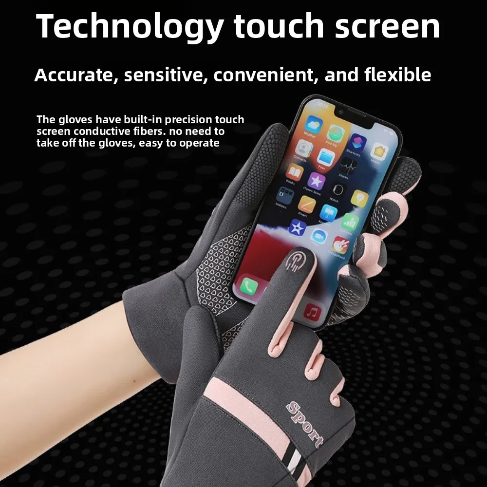 

Thermal Fleece Winter Cycling Gloves Lock Buckle Non-slip Thick Cycling Gloves Wear-resistant Touch Screen Warm Outdoor Gloves