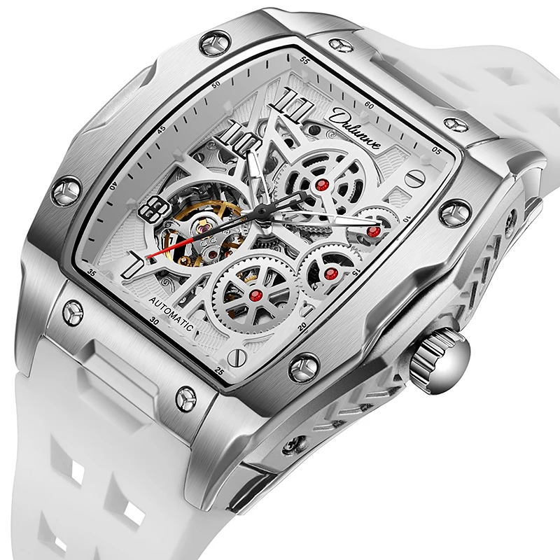 

Dulunwe, новые мужские часы, модные часы, спортивные мужские силиконовые ремешки, автоматический механизм, форма ствола, светящиеся, водонепроницаемые