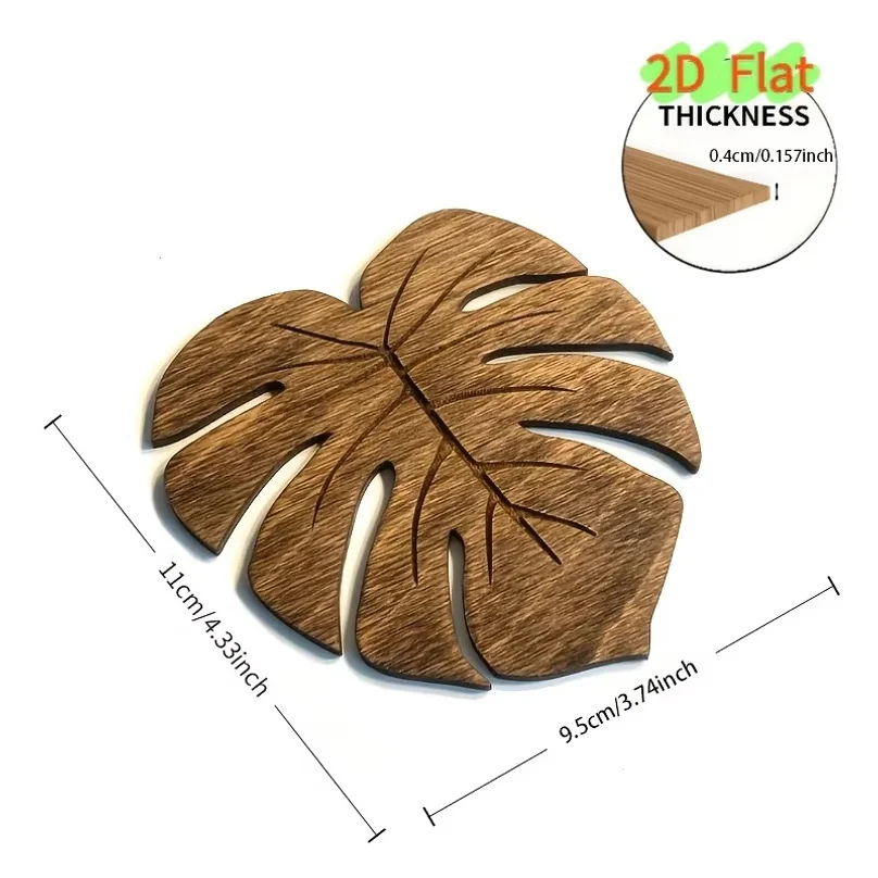2D Flat Printing 5pcs Bamboo Natural Wood Coaster Set, Anti-Slip Table Mat, Best Choice for Christmas, Perfect Gift