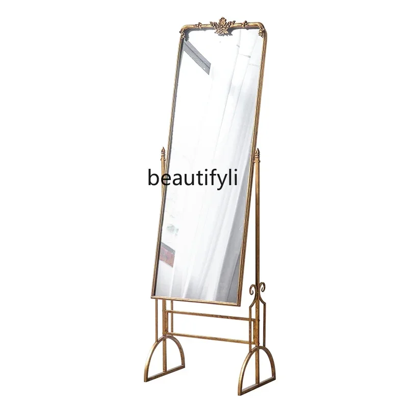

XZ1European retro court style dressing mirror full body bedroom floor clothing store art old decorative fitting mirror
