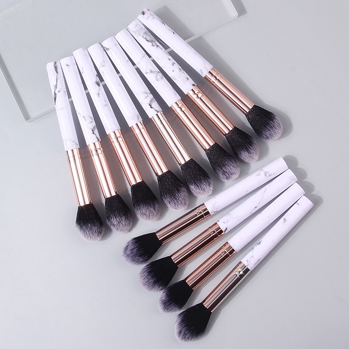 12-teiliges professionelles Make-up-Pinsel-Set, weiche Borsten, Marmor-Textur-Griff, Mehrzweck-Gesichtspinsel, Make-up-Werkzeug für Anfänger