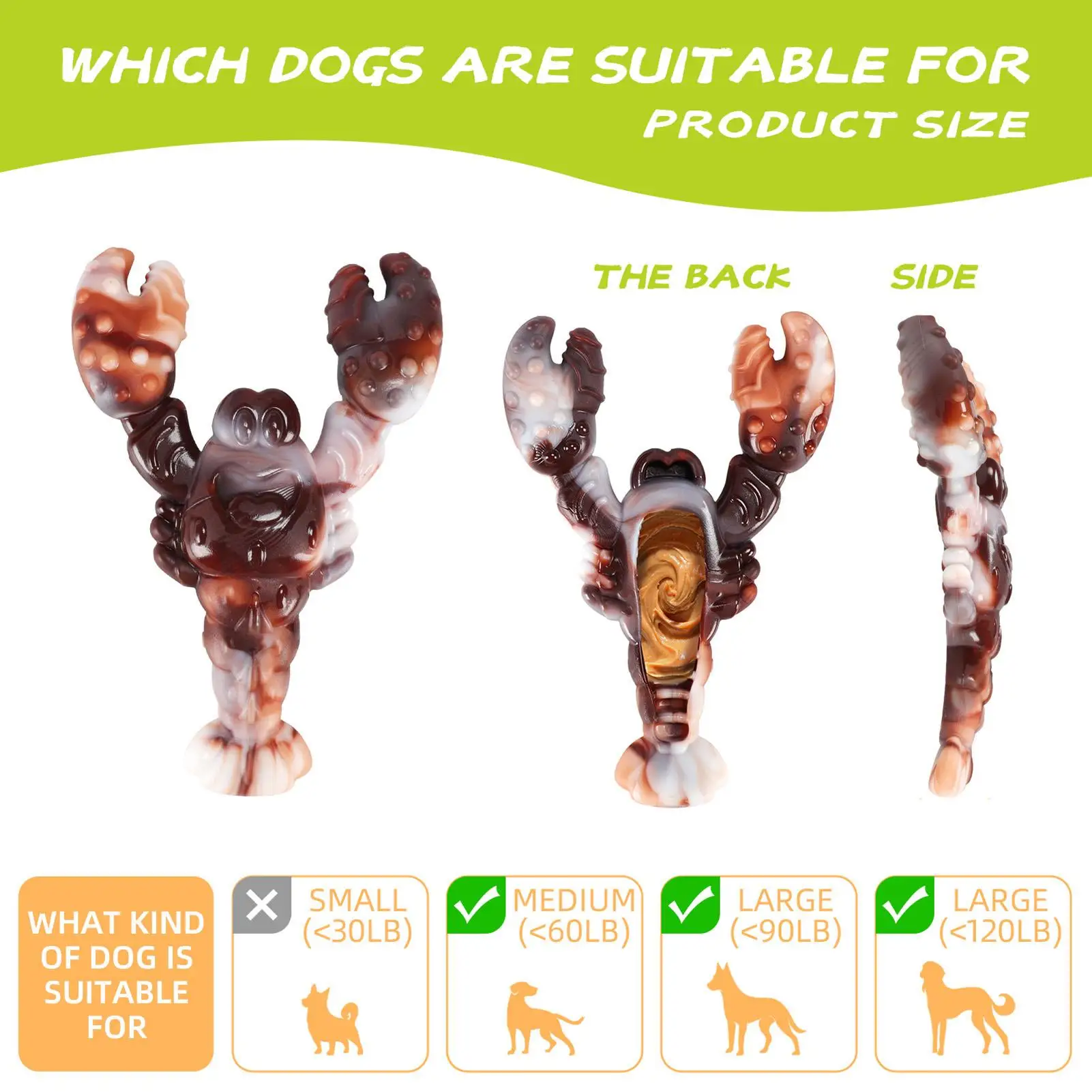 لعبة كلب جراد البحر المتينة، لعبة إثراء المضغ القوية لتخفيف القلق، تدريب الجرو واللعب التفاعلي، الاستخدام الداخلي والخارجي #5