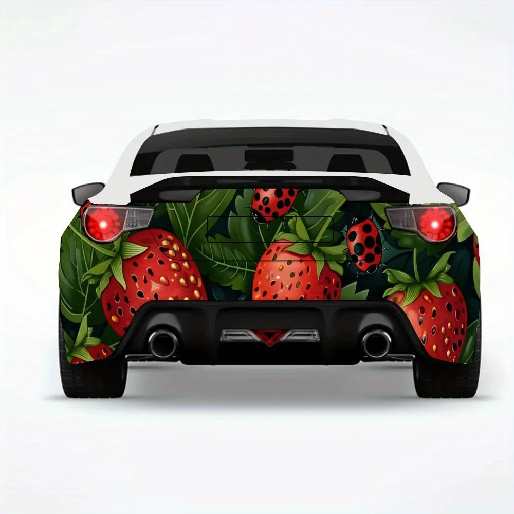

Strawberry Ladybug Garden Car Sticker,Vinyl Decal for Car Rear, Waterproof Self-Adhesive Vinyl Stickers for Vehicle Tail and Bum