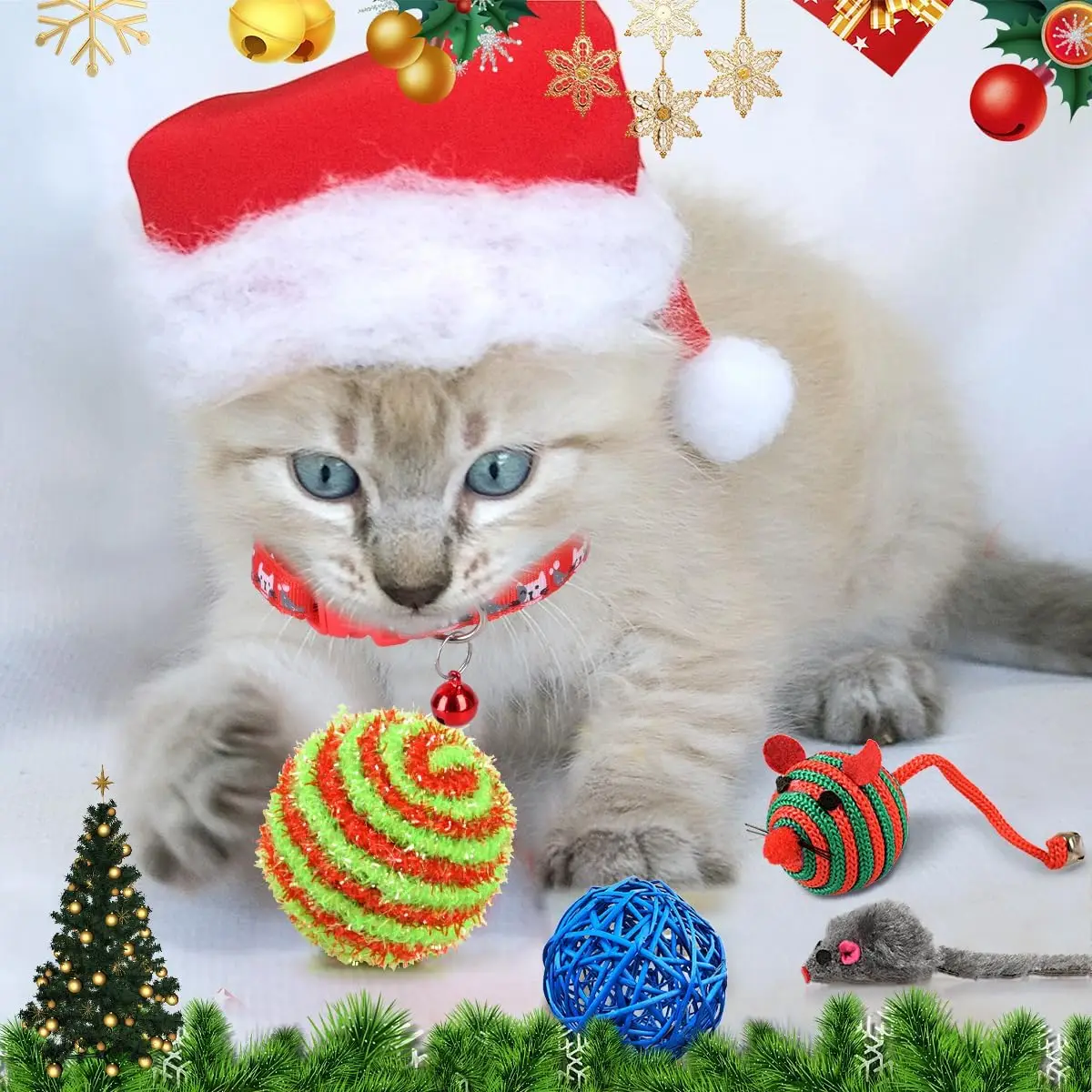 Cat Advent Calendar 2025 Christmas Interactive Toys for Indoor Christmas Gifts Fake Mouse Bell Balls for Cat Lover Gifts - Image 3