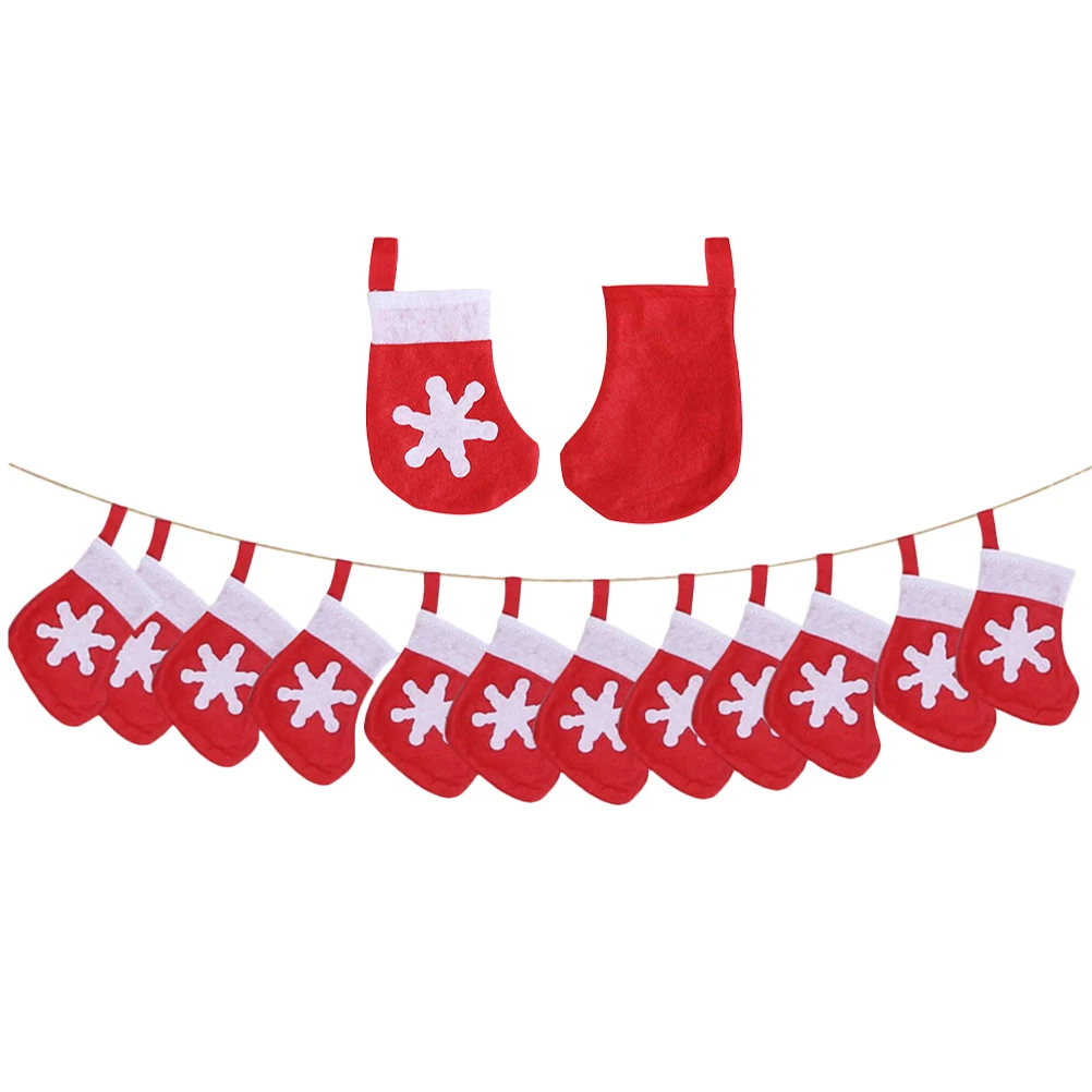 

Christmas Stocking Banner Felt Fireplace Mantel Decor Red Bunting Garland Hanging Party Supplies Holiday Atmosphere Christmas
