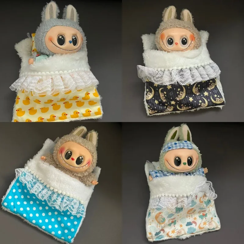 

15 17CM For Labubu Accessories Sleeping Bag Bed Cute Comfortable Floral Print Sleep Tool Indie Pop Accessories Beautiful Toys