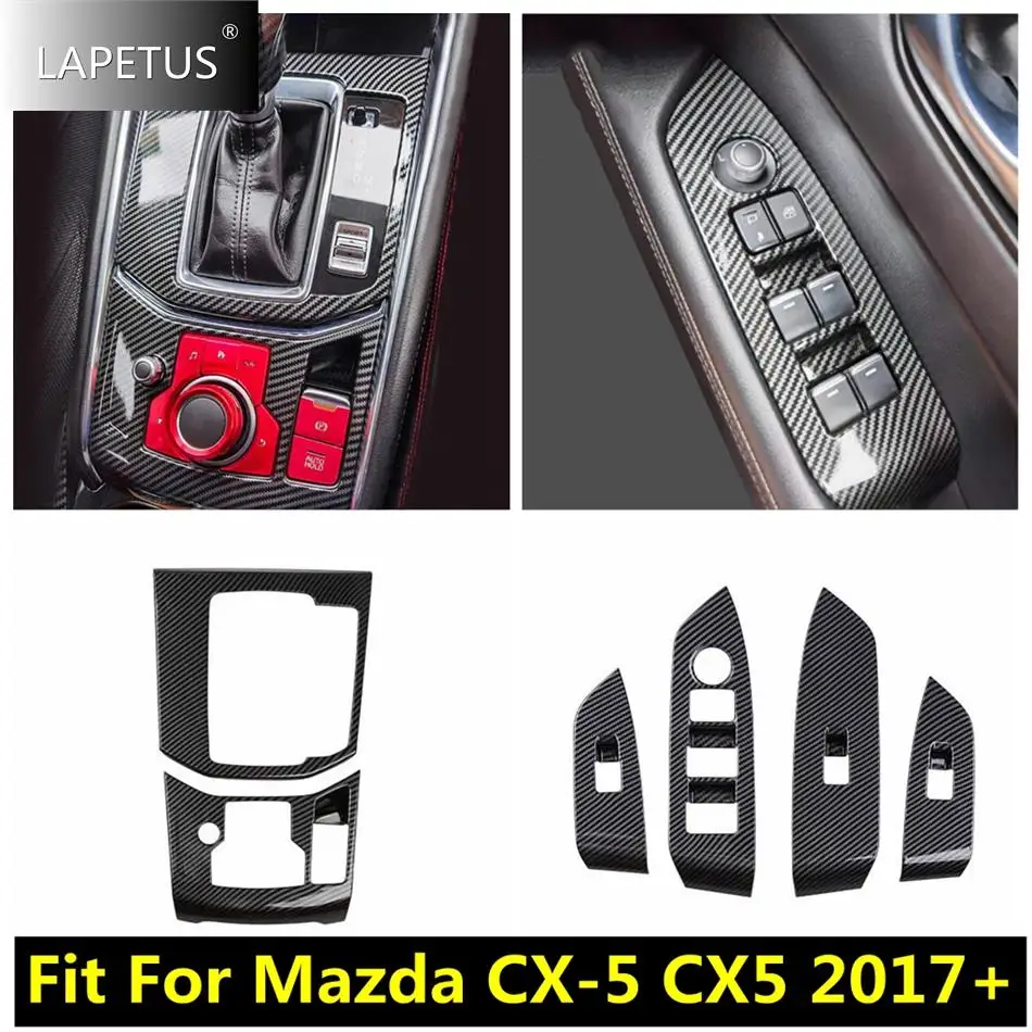 

RHD Window Lift Button Switch / Central Control Shift Gear Panel Cover Trim For Mazda CX-5 CX5 2017 - 2023 ABS Car Accessories