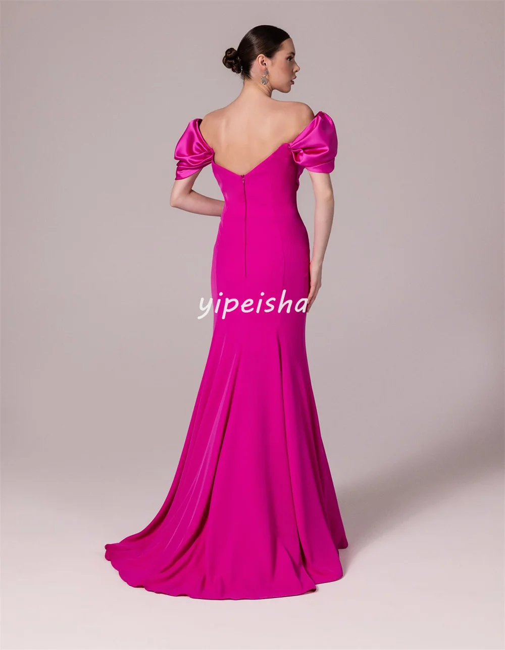 Vestidos largos drapeados de sirena con hombros descubiertos, Jersey de moda de estilo moderno personalizado, vestidos para ocasiones a medida, elegantes y clásicos