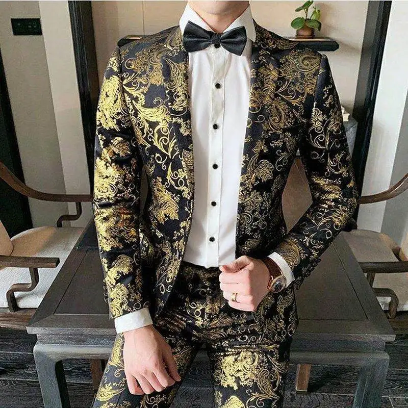 Herrenanzüge mit Goldstickerei, Modische Bankett- und Tanzkostüme, Trendige Moderatoren- und Hochzeitsanzüge, Männliche Star-Performanceanzüge – Detail 6