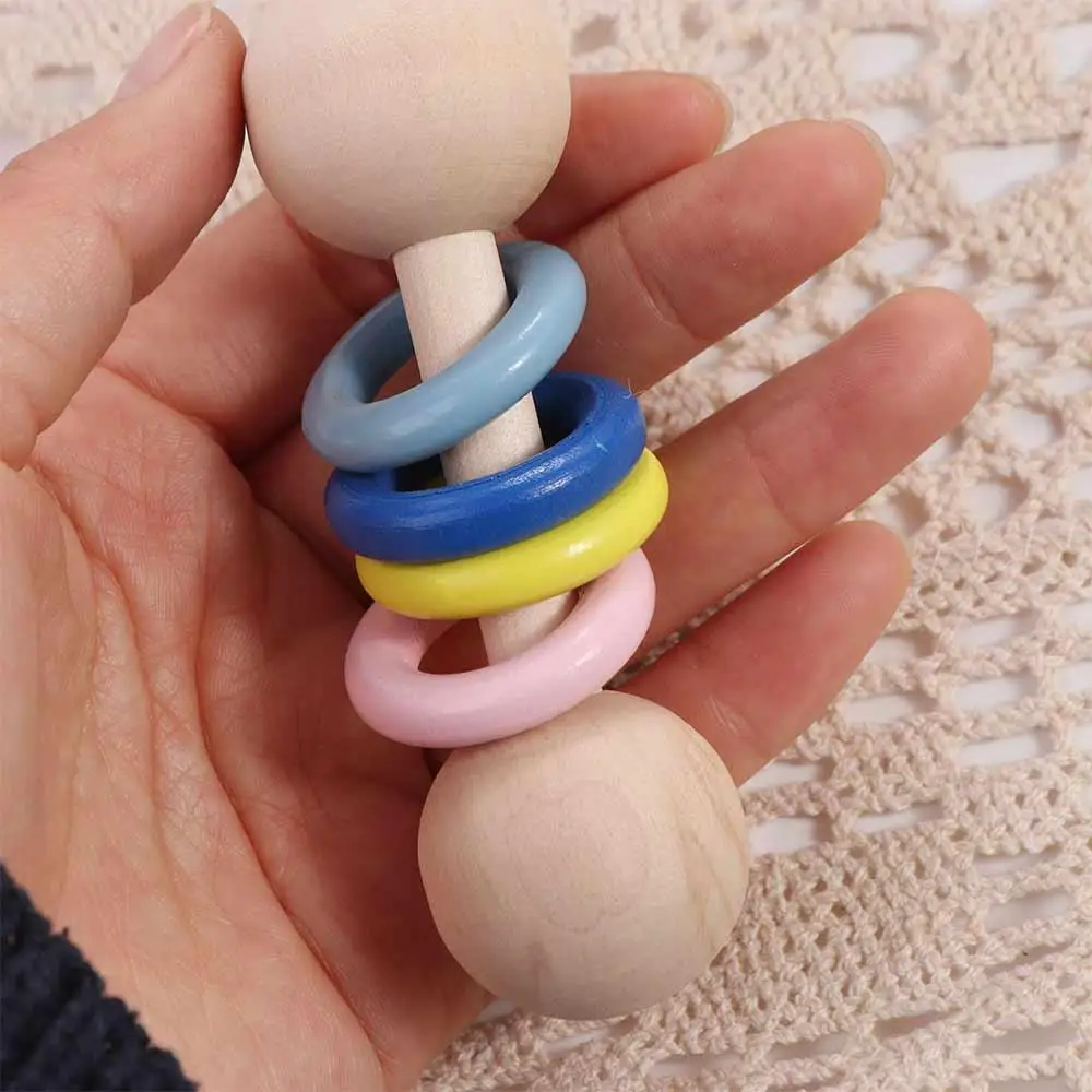 1PC Baby Rattle Toys Musical Animal HandBell Rattle Baby Wooden Teething Rings Children's Montessori Toys Newborn Christmas Gift