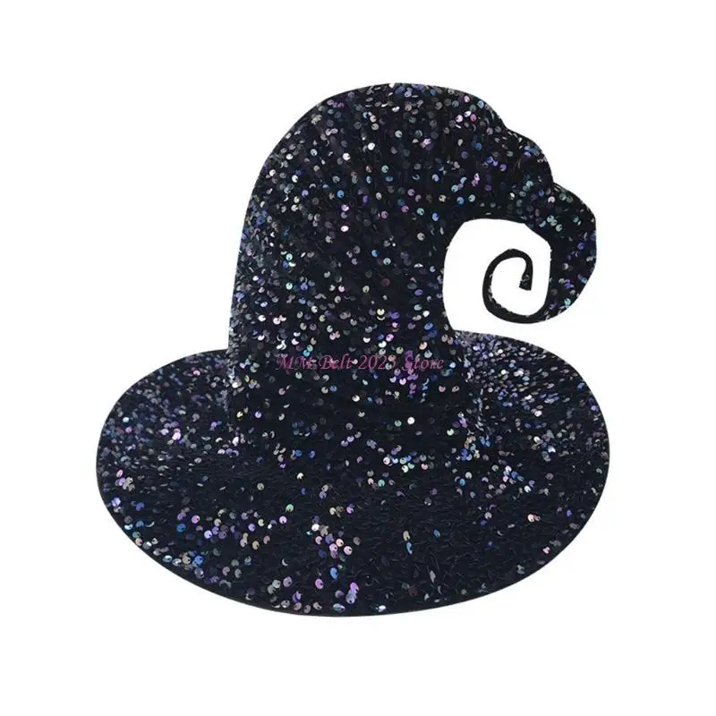 

49ME шляпа ведьмы на Хэллоуин для взрослых, блестящая шляпа волшебника с блестками, остроконечная шляпа для ролевых игр