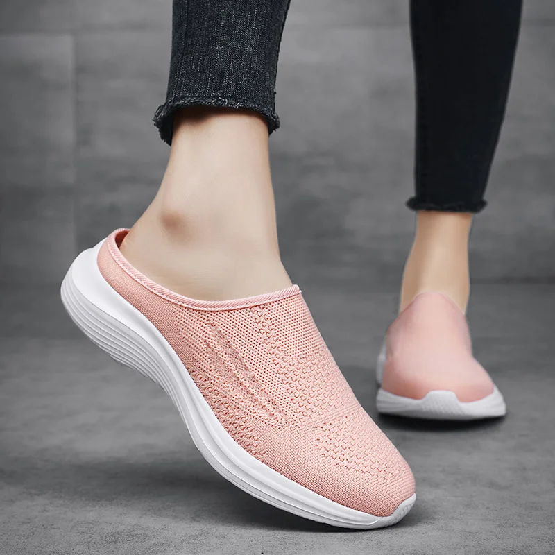 Oddychające lekkie klapki damskie New Casual Half Slippers Outdoor Flats Zapatos De Mujer Plus Size Quality Shoes for Woman Slippers