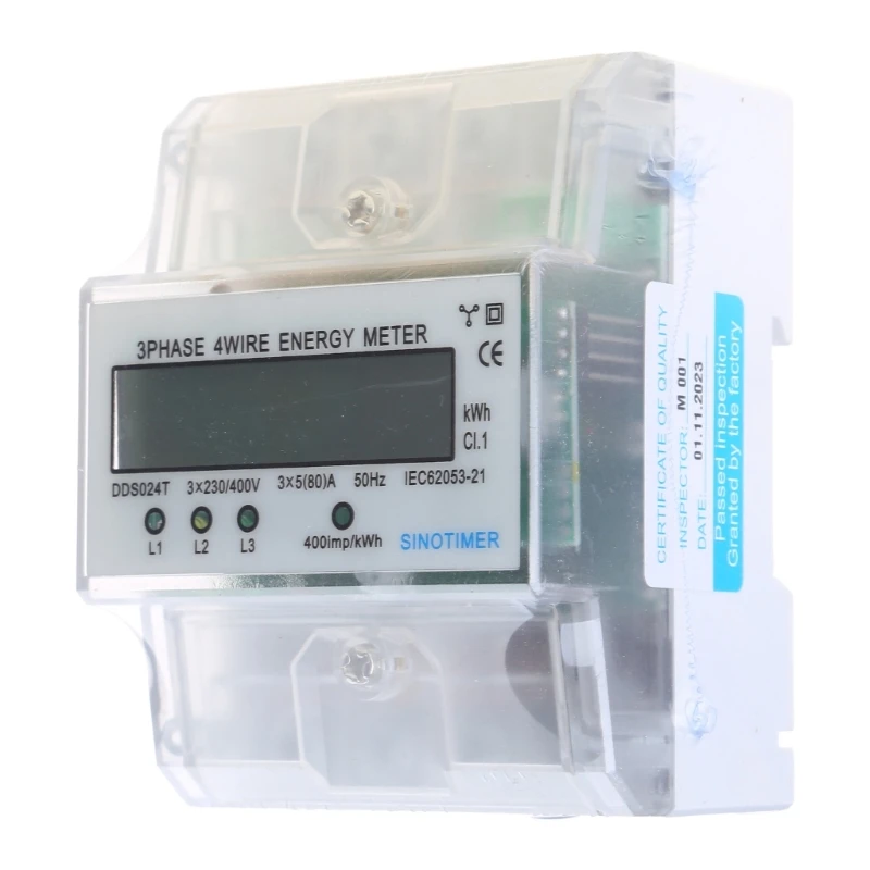 Space Saving Mountable 3 Phase Energy Meter with Clear Cover for Household Dropshipping