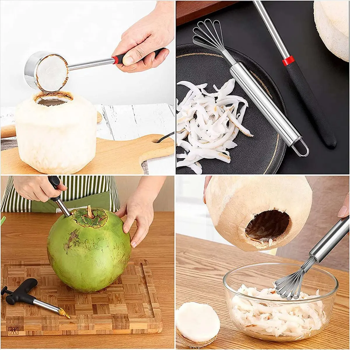A13M 5Pack Coconut Opener Tool Set for Young Coconut Stainless Steel Coconut Opener Kit Jack Opener Kit