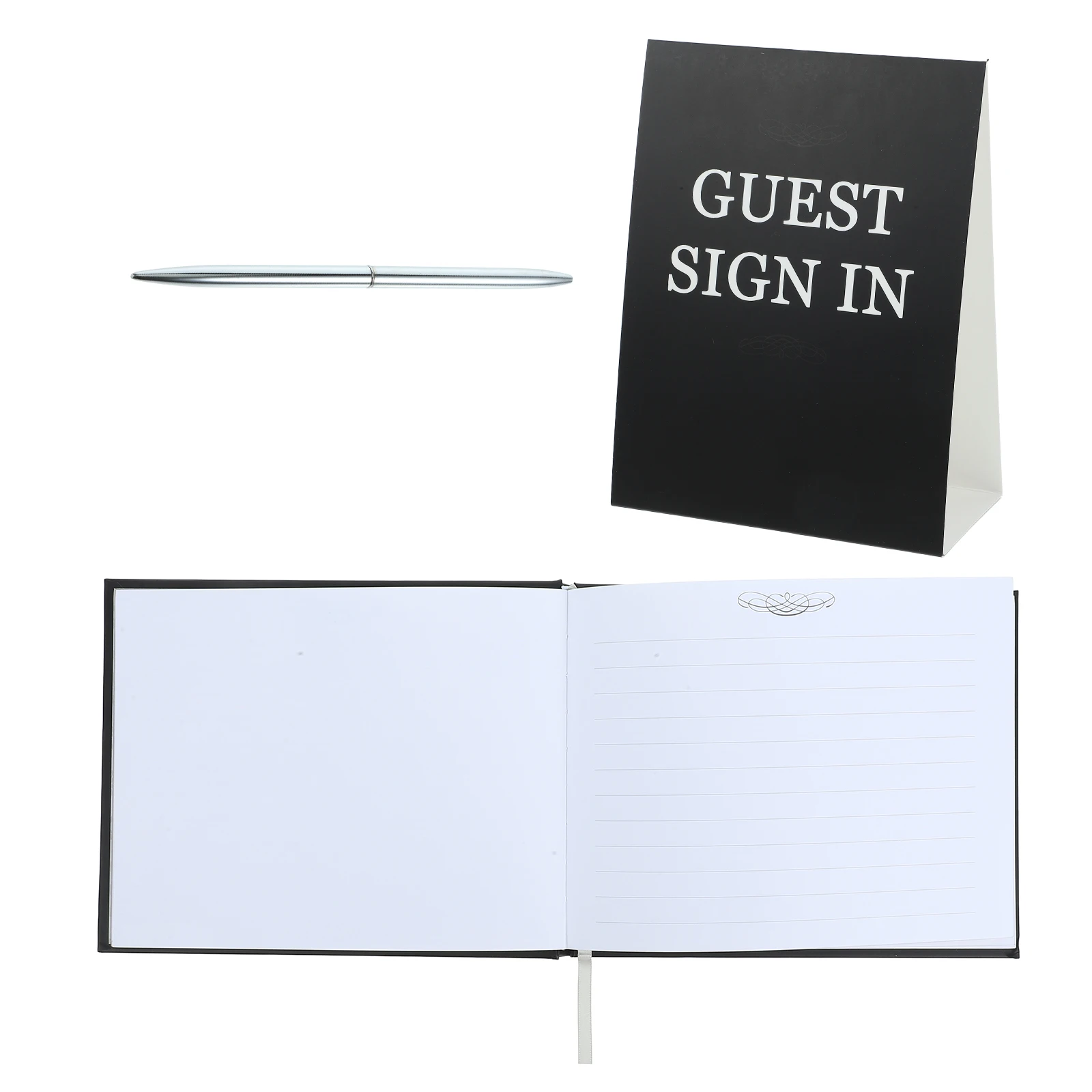 

Funeral Guest Book Black White Remembrance Memory Books for Memorial Service Sign In Book Registry Condolence Elegant Design