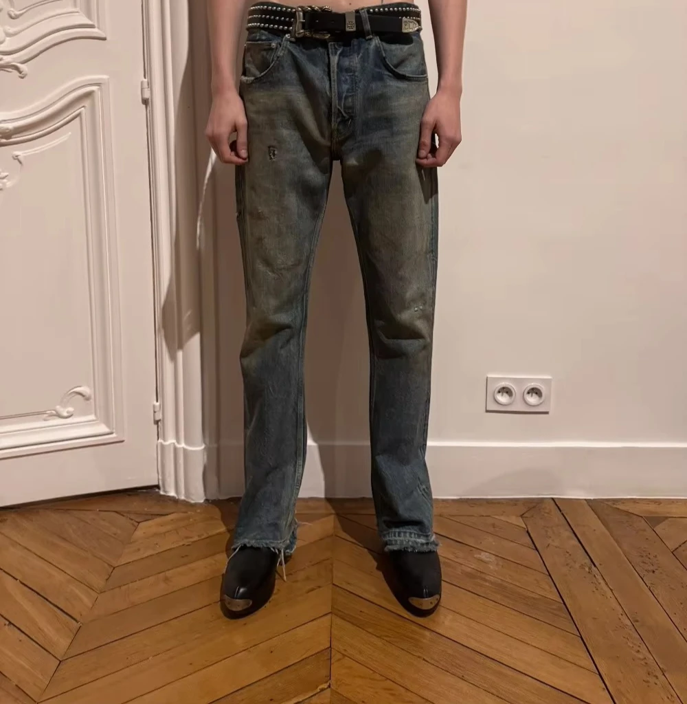 ER/D 25fw retro washed old paint horn jeans