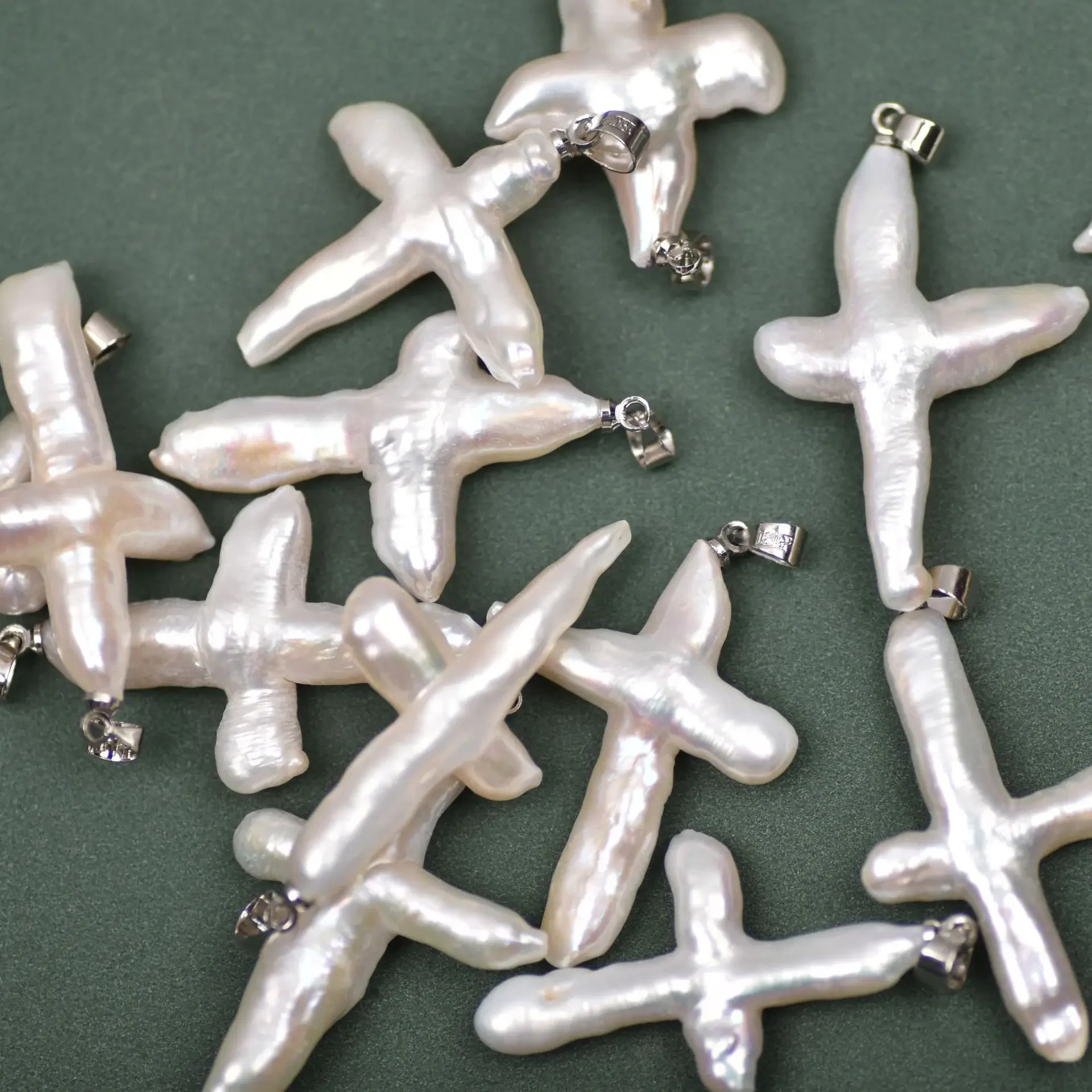 24*30mm Natural Freshwater Pearl Pendant Cross shape Pendants for Jewelry Making DIY Necklace Accessories