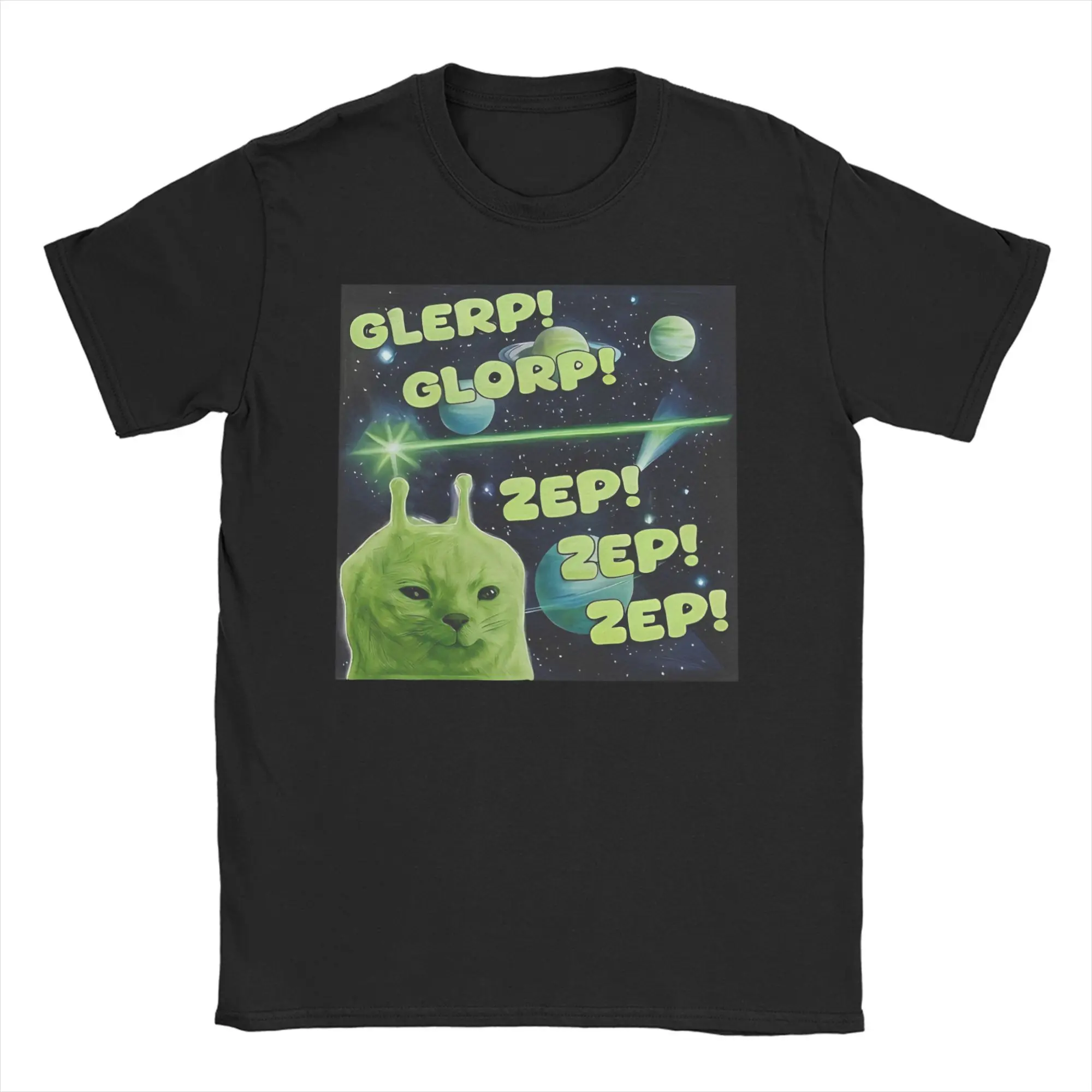 

Мужские футболки Glerp Glorp, забавная и юмористическая хлопковая футболка с коротким рукавом, Ironic Brainrot Allien Cat Meme, футболки с круглым вырезом, одежда