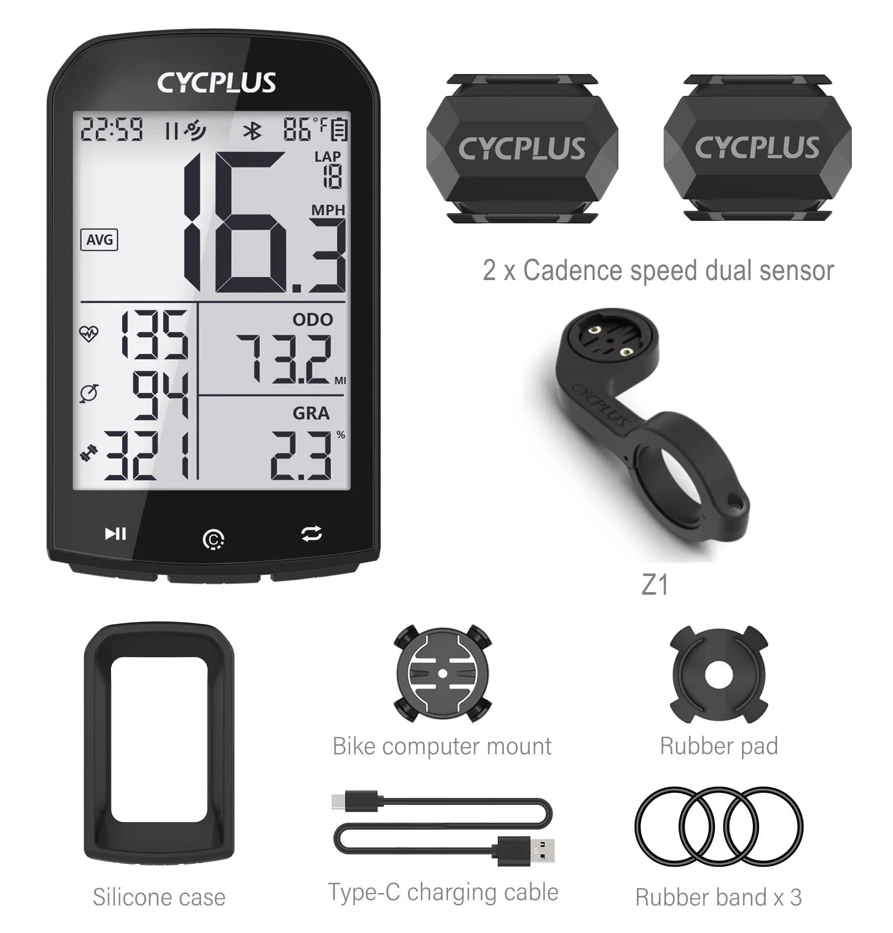 CYCPLUS M1 GPS Fietscomputer Fietsen Snelheidsmeter Bluetooth 5.0 ANT + Ciclismo Snelheidsmeter voor Garmin Zwift Fietsaccessoires