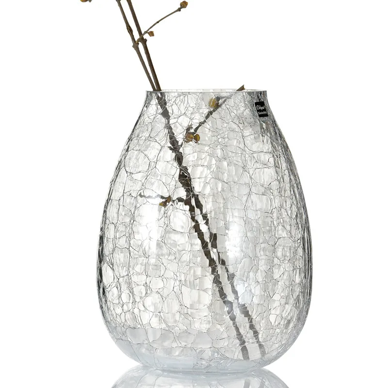 Lucite 아이스 플라워 유리 꽃병, 투명 꽃병, 집 장식, 미국 거실 장식, 꽃병 장식품