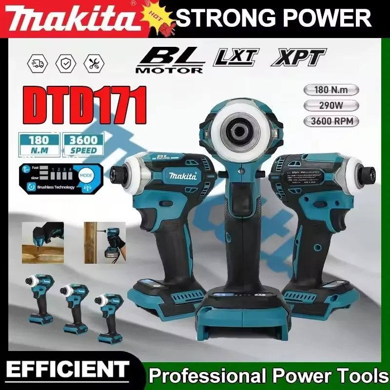 

Makita DTD171 Аккумуляторная ударная отвертка, бесщеточная литиевая отвертка высокой мощности 18 В, электрический драйвер с высоким крутящим моментом