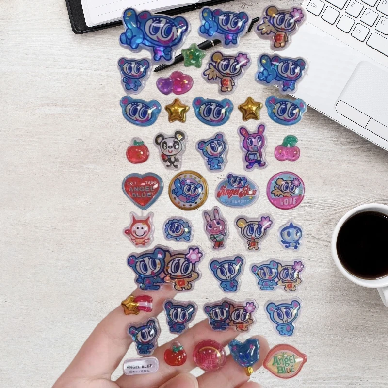 ديزني الملاك الأزرق ملصق الكرتون 3D الإغاثة ملصق DIY جراب هاتف كوب الماء الغيتار حقيبة الديكور فتاة صبي ملصقات المكافأة