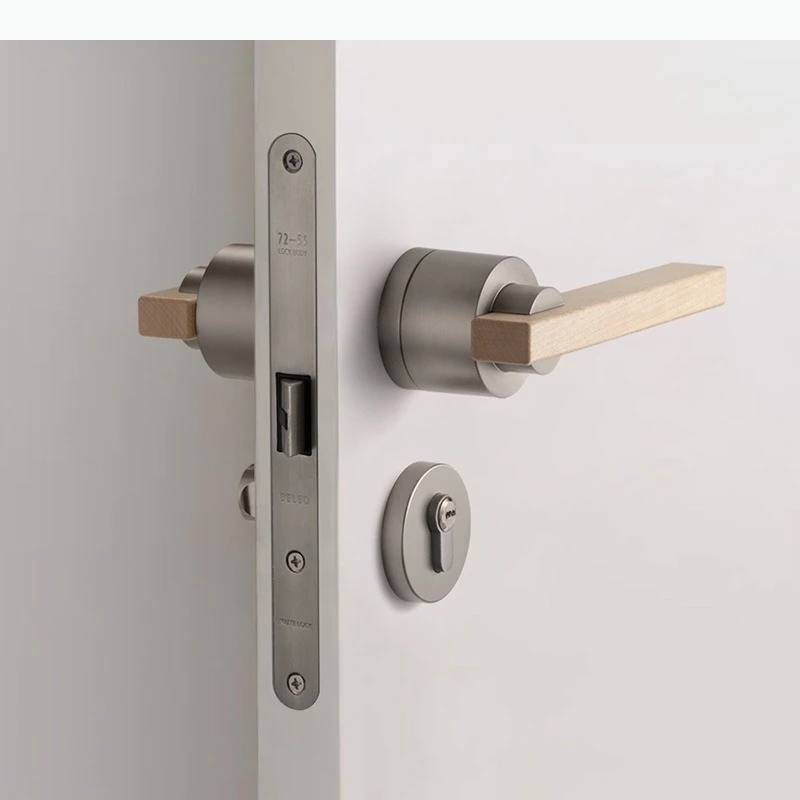 

Walnut Handle Zinc Alloy Door Locks Convenient Lock Indoor Silent Locks Living Room Safety Lock Hardware Accessories