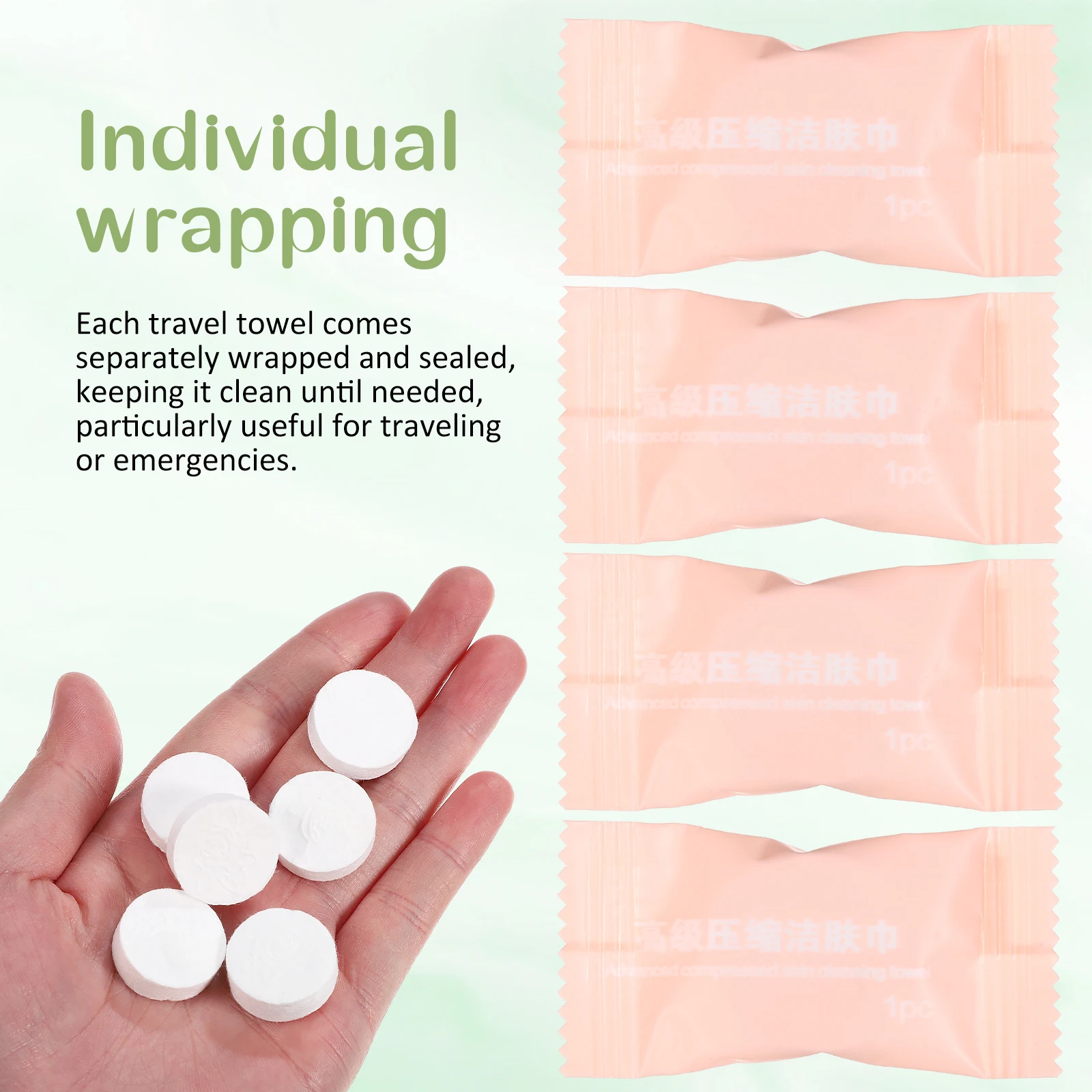 

100Pcs Compressed Towels Disposable Face Towels Cotton Compact Travel Camping Washcloths Coin Tissues Compressed Towel Tablets