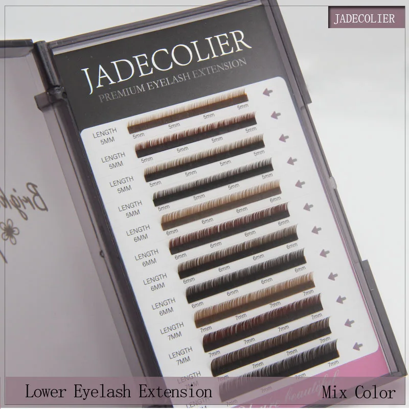 Jadecolier Ellipse Flat Wimpernverlängerung B Curl Vier Braunfarben Kurze Untere Wimpern Mix Farbe Klassische Einzelwimpern Mix Länge 5-6-7