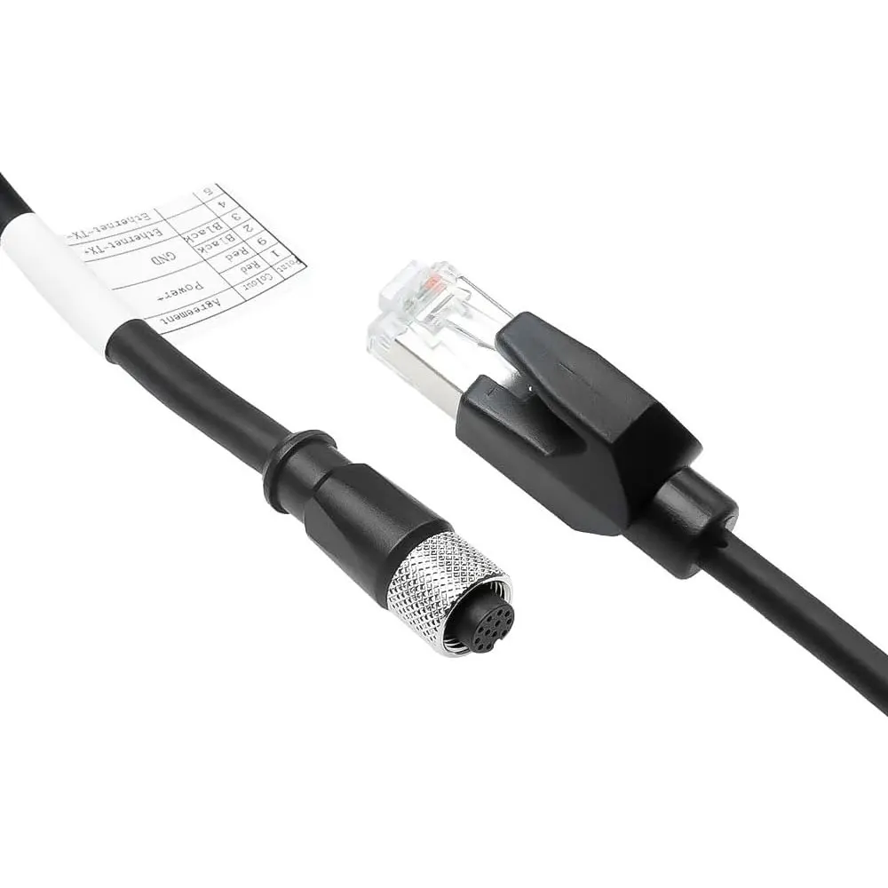 كابلات ألفين M12 12 Pin كابل إيثرنت وظيفي للطاقة لمستشعر DJI Livox HAP(TX) Mid-70 Mid-360 LiDAR، M12 Aviation 12 Pin